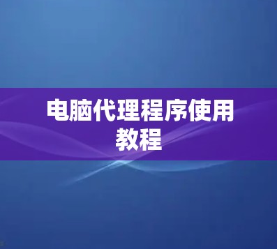 电脑代理程序使用教程